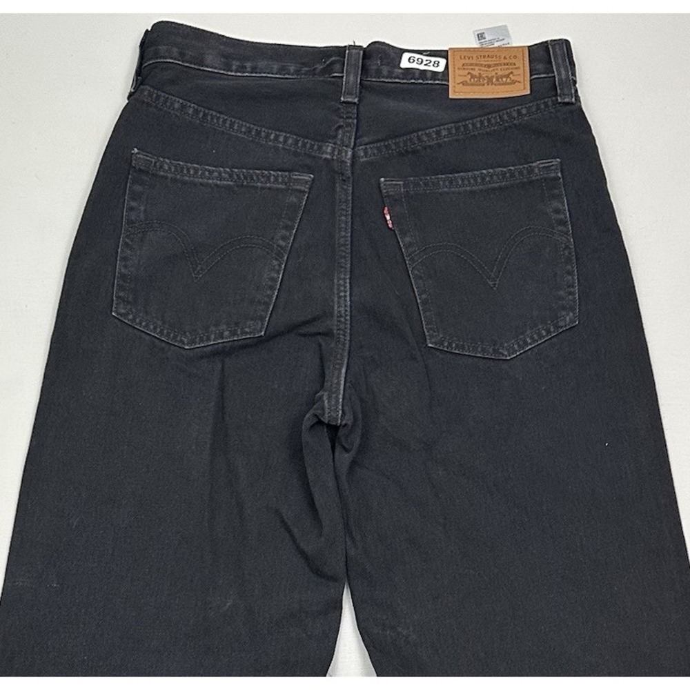Levi’s Ribcage Wide Leg Jeans Women 28x32 Premium Big E Black High Rise Cotton
